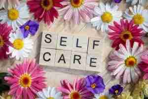 Flat,Lay,Image,Featuring,Self,Care,Written,In,Wooden,Letter
